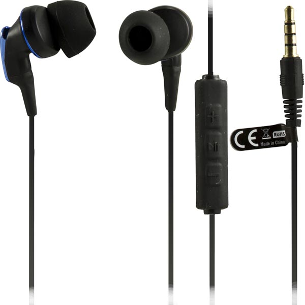 Deltaco HL-114 iPhone in-ear headset, 3 korvatyynyä, sininen